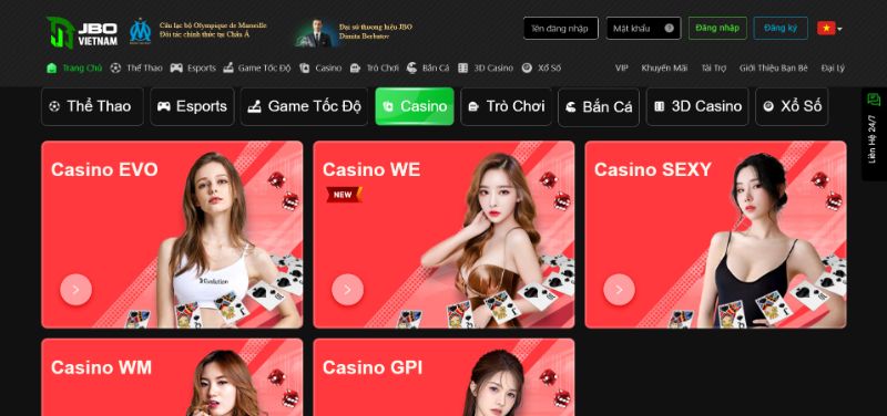 Sảnh Casino của JBO Việt Nam
